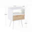 Table de bout en rotin avec tiroir et pieds en bois massif - Blanc-759047111