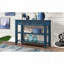 Console Mid-Century avec 2 tiroirs et 2 tablettes à niveaux - bleu marine, 42 po-2040885609