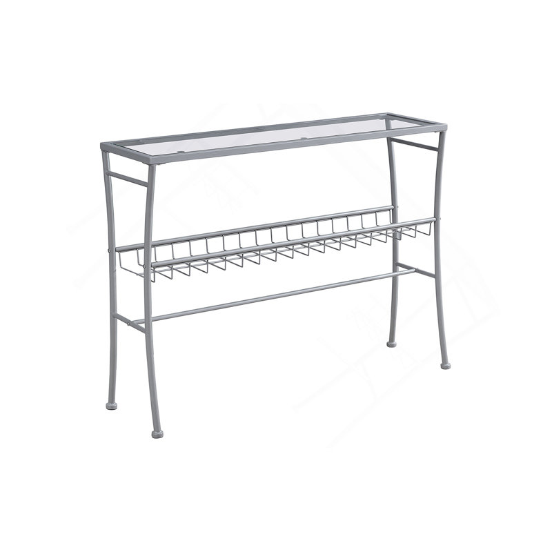 Table d'appoint, console, vestibule, étroit, canapé, verre trempé transparent, métal argenté
