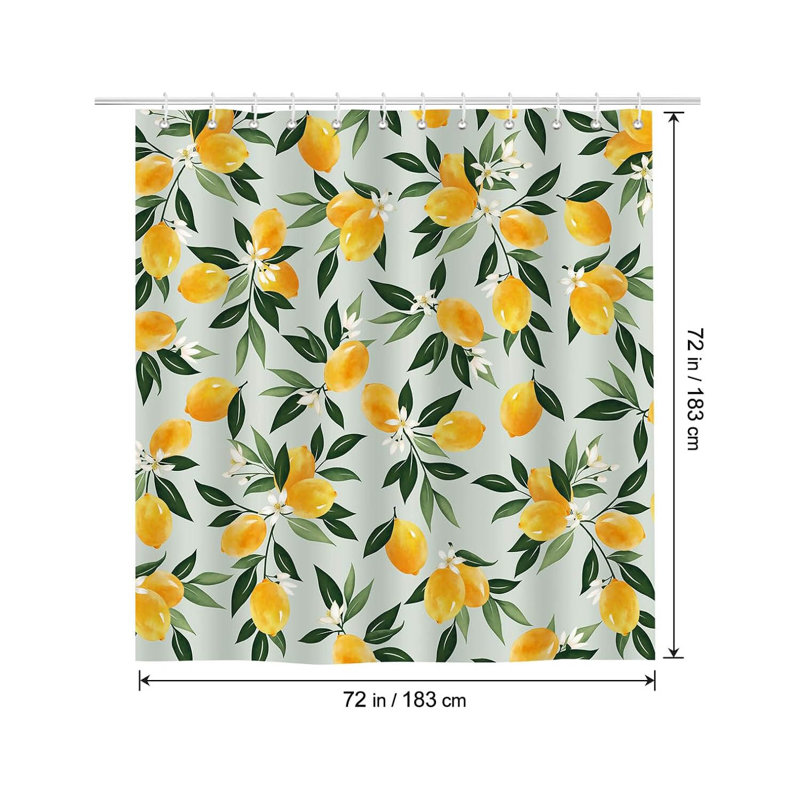 Fruit Bathroom with 12 Hooks Shower Curtain