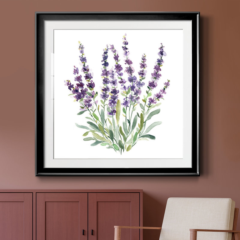 Lavande botanique II - peinture encadrée, Toile encadrée noire, H 30,5 po x l 30,5 po x P 1,5 po