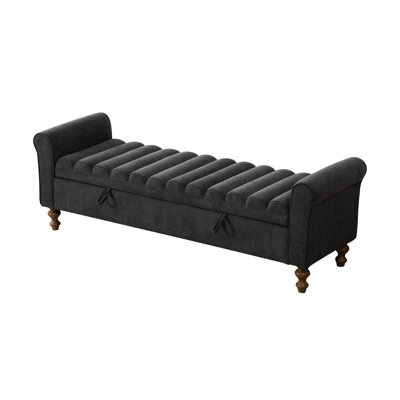 65.5" Storage Bench Ottoman,  Rolled Arm Bedroom End Of Bed Bench, Window Bench With Storage For Foot Of Bed Bench, Bedroom, Entryway, Living Room