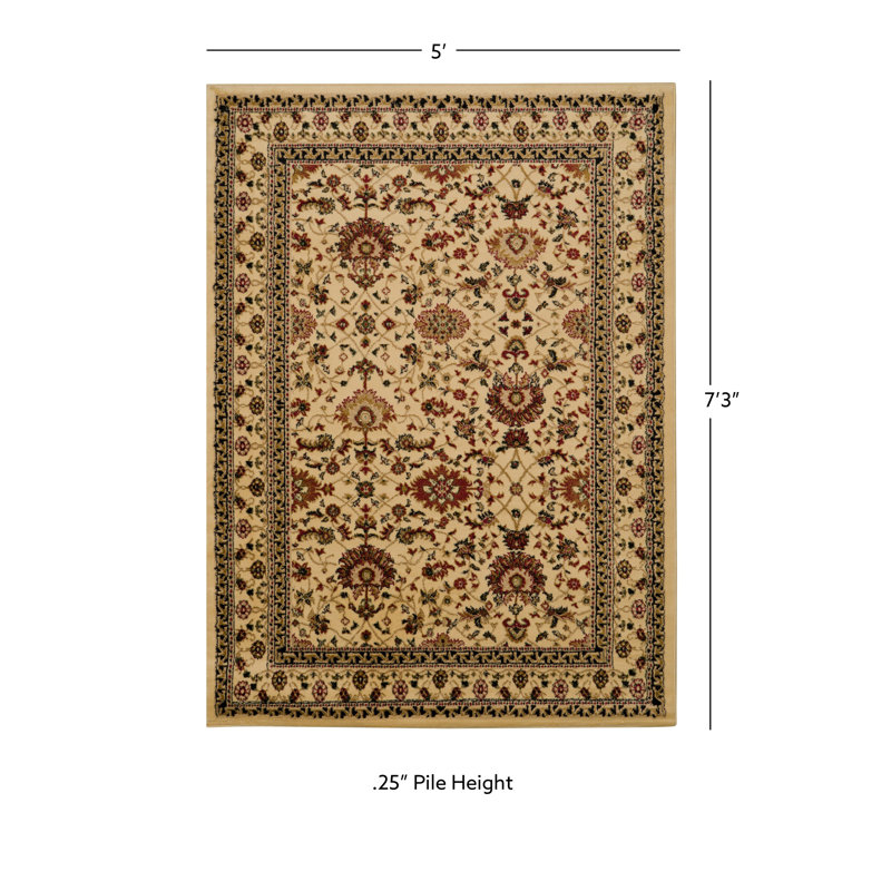 Tapis de zone ivoire Bloomingdale, Rectangle 5 pi x 7 pi