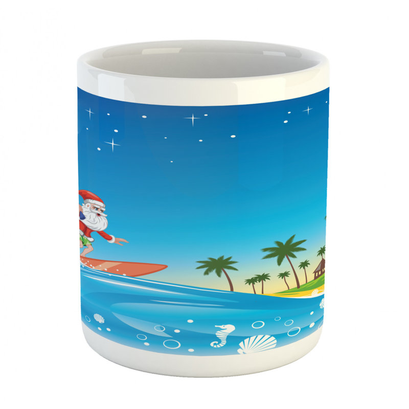 Grande tasse à café surf santa