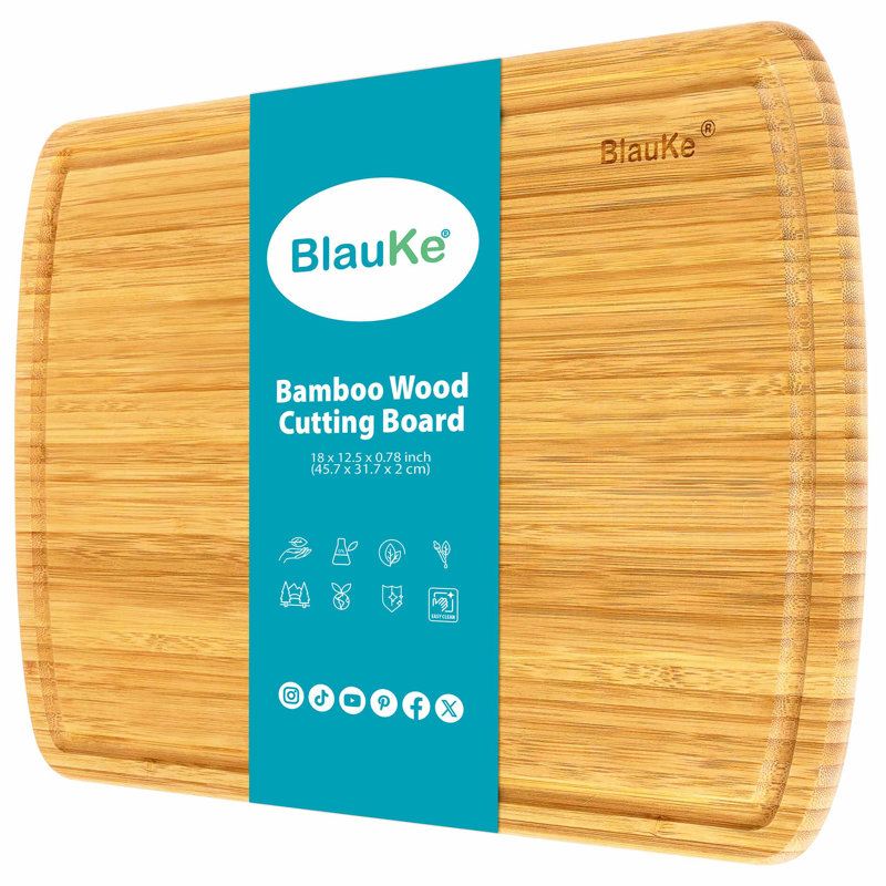  Wood Cutting Board for Kitchen - 45x31cm Extra Large Bamboo Cutting Board with Juice Groove - Wooden Butcher Block