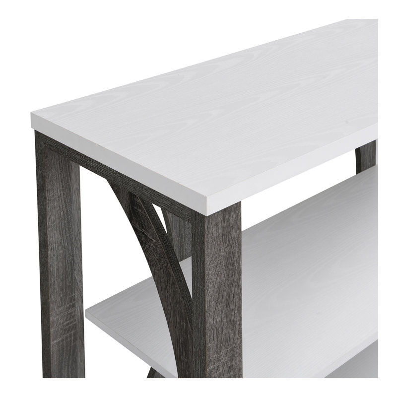 Console industrielle à 3 niveaux, 70,87 pouces, table d'entrée étroite, longue table de rangement avec entrée, salon, vestibule, couloir, blanc.