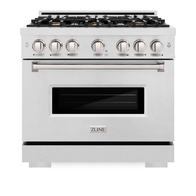 ZLINE 36" Classic Dual Fuel Stainless Steel Range w/ 6 Brass Burners & Convection Oven, Satin Stainless Steel