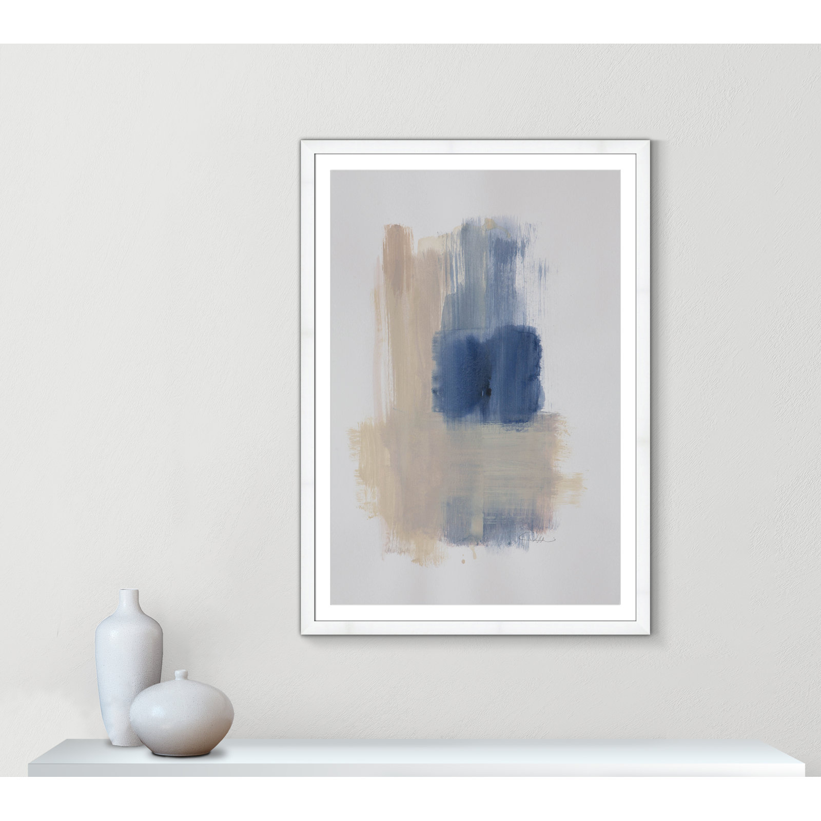Esmeray "Powder Room Wash III" Print, White Cube Frame Matted, 55" H x 39" W x 1.25" D  