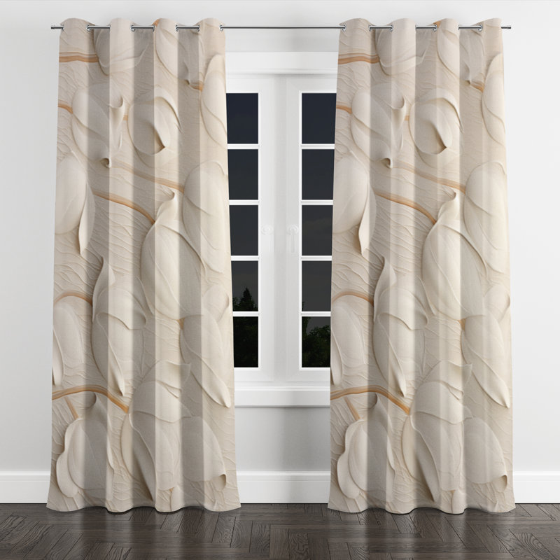 Symphonie de tulipes blanches Fulcher Minimalisme - œillets en velours - obscurcissant - 1 panneau, L 52 po x L 108 po