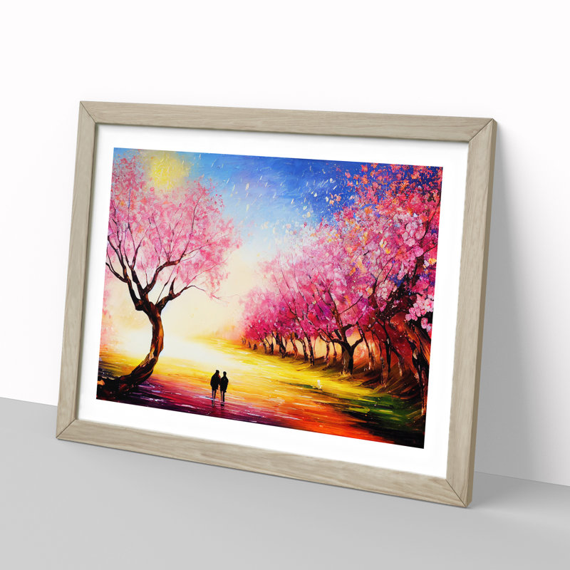 Cherry Blossom Tree Park Vol.6 - Single Picture Frame Print, Oak Framed, 46cm H x 64cm W x 2cm D