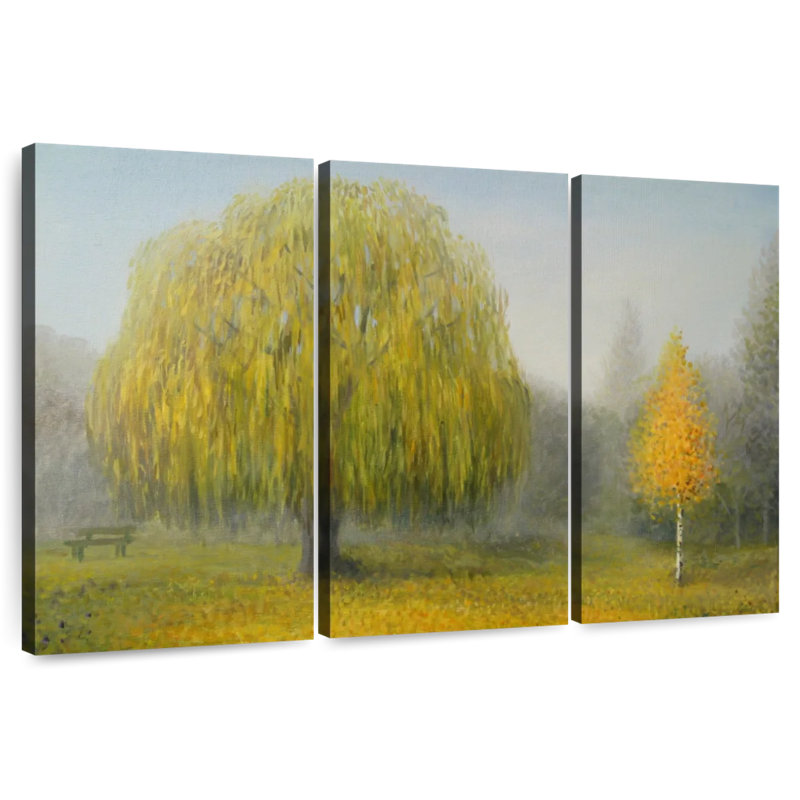 Harnek Misty Willow Tree Painting, 28" H x 45" W