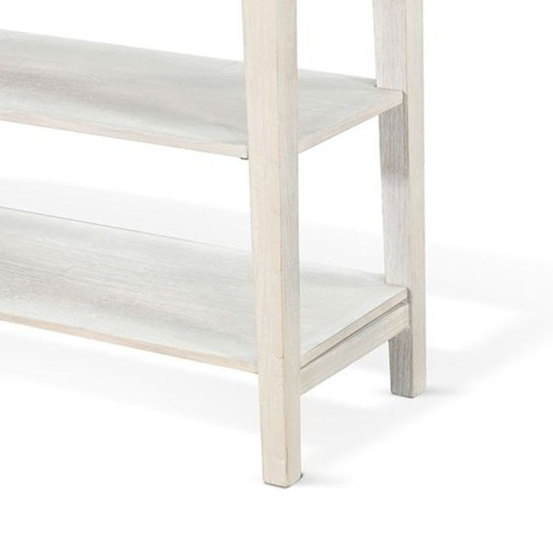 Console Pela, plateau de 42 po, 2 tablettes, bois massif gris clair, Gris clair