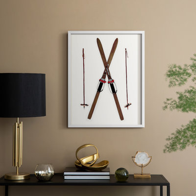 Vintage Skis Framed Print - Solid Wood