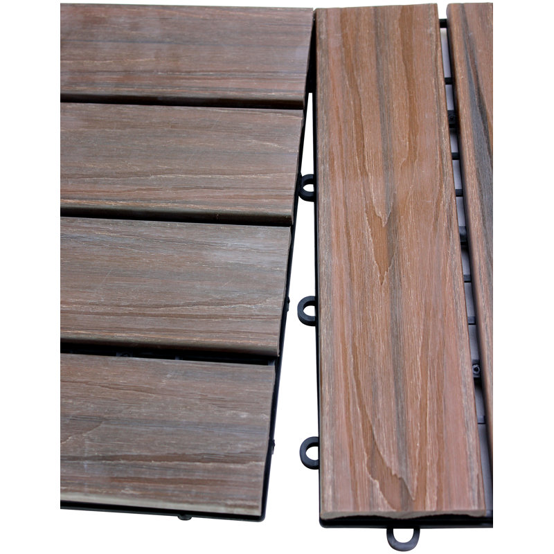 11.8'' L x 11.8'' W Composite Interlocking Deck Deck Tile Kit in Brown