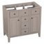 Meuble-lavabo 36 po sans lavabo, base d'armoire seulement, deux armoires et cinq tiroirs, structure en bois massif, gris