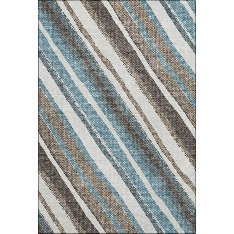 Premium Machine Washable Mayfield AMF2282 Striped Rug, Taupe, 9' x 12'