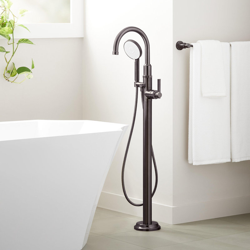 Signature Hardware Greyfield Freestanding Tub Filler without Rough in Valve, Aged Brass
