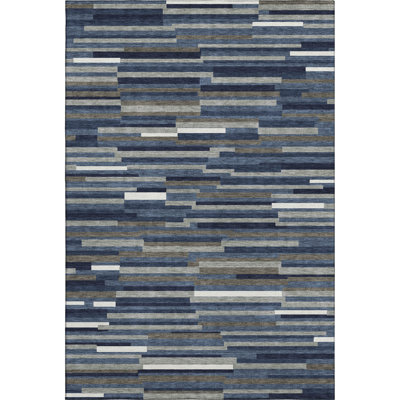 Premium Machine Washable Prisco Navy Rug