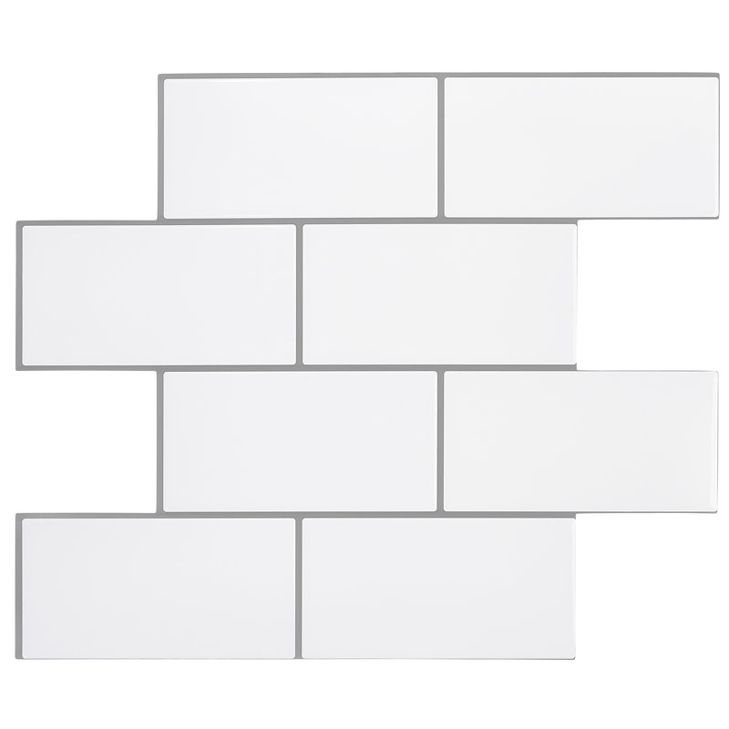 Carrelage style métro auto-adhésif 3 po x 5 po, Blanc