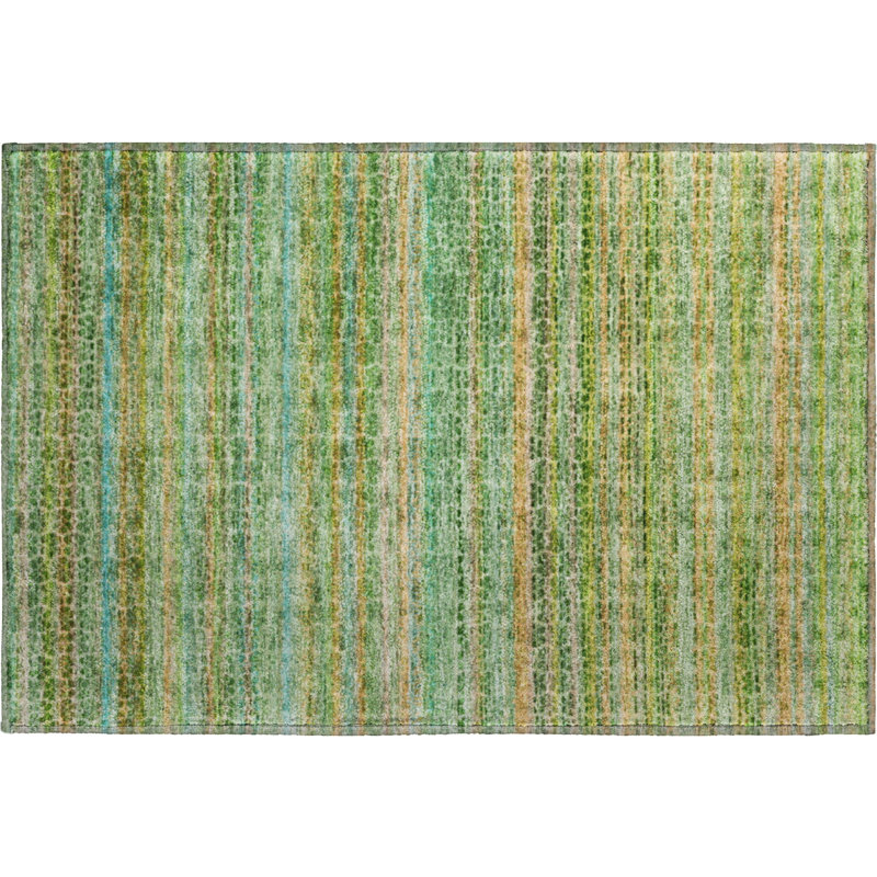 Premium Machine Washable Mayfield AMF2155 Striped Rug, Rectangle 1'8" x 2'6", Teal