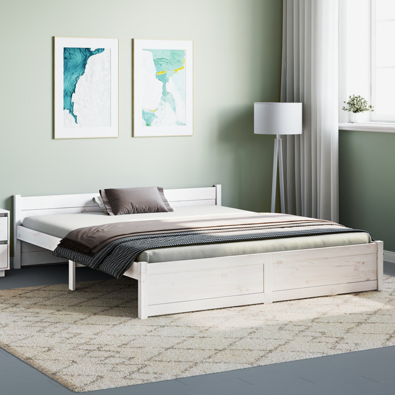 Bed Frame Solid Wood, King (5'), white