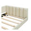 Lit plateforme tapissier grand et simple TG, lit mère et enfant, similicuir, beige