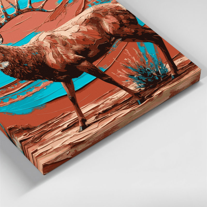 «Southwestern Animals», art mural rose sur toile 18, H 11 po x l 14 po