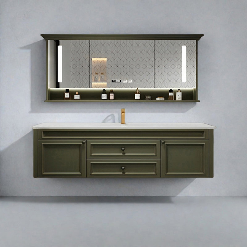 Armoire de salle de bain moderne américaine à simple cuve, 63"