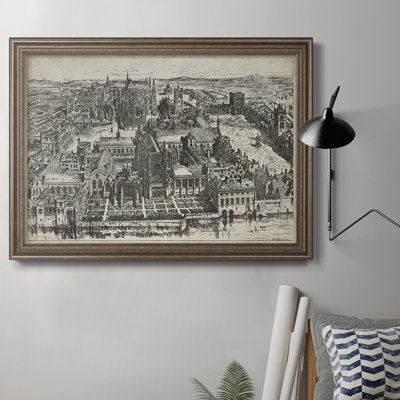 Vue d'oiseau de Londres - Toile de qualité supérieure Westminster, prête à être accrochée
