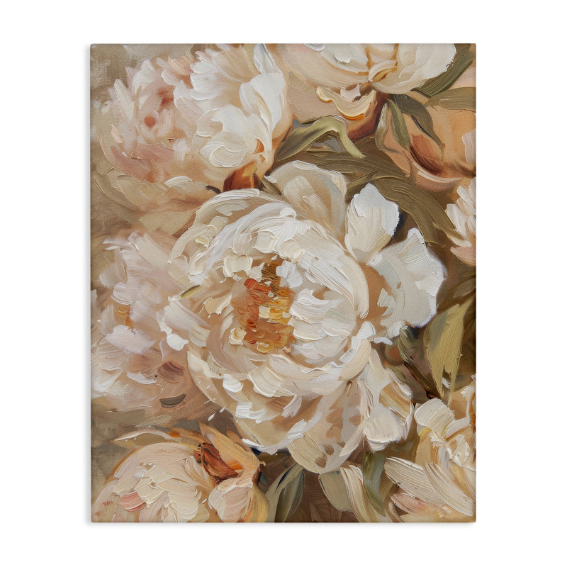 Art mural sur toile Peachy Peony Blossoms, conception par Arlington Prints, H 24 po x l 30 po