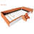 Twin Size Velvet Upholstered Daybed With Stairs & Gas Lift Storage Ottoman, Contrast Color, Padded Guardrails, Brown+White-1933615919-1933615918