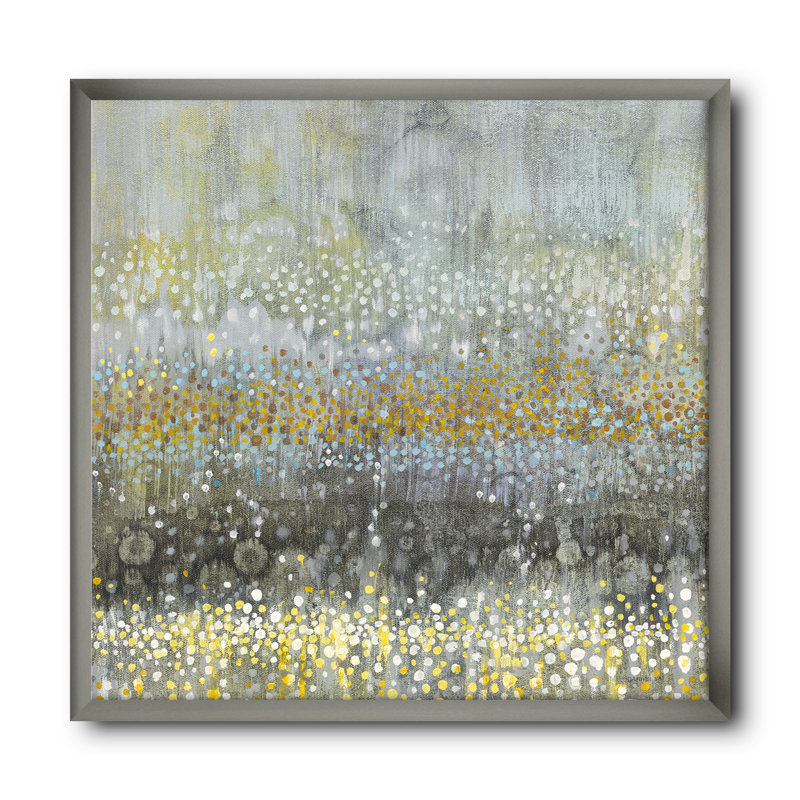 Glam Rain Abstract III - reproduction de cadre photo, H 30 po x l 30 po x P 1 po, Cadre argenté
