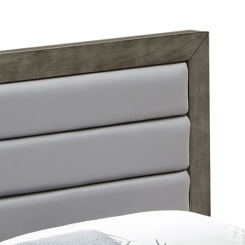 Burlington Padded Queen Box Spring Bed, Gray, Queen, Gray/Light Gray