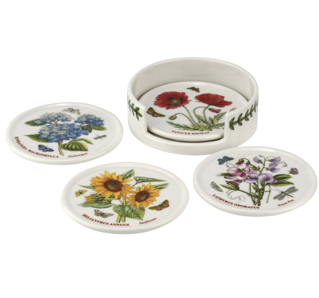 Portmeirion Botanic Garden Ceramic Coaster St W/Hldr (Set of 4) Portmeirion