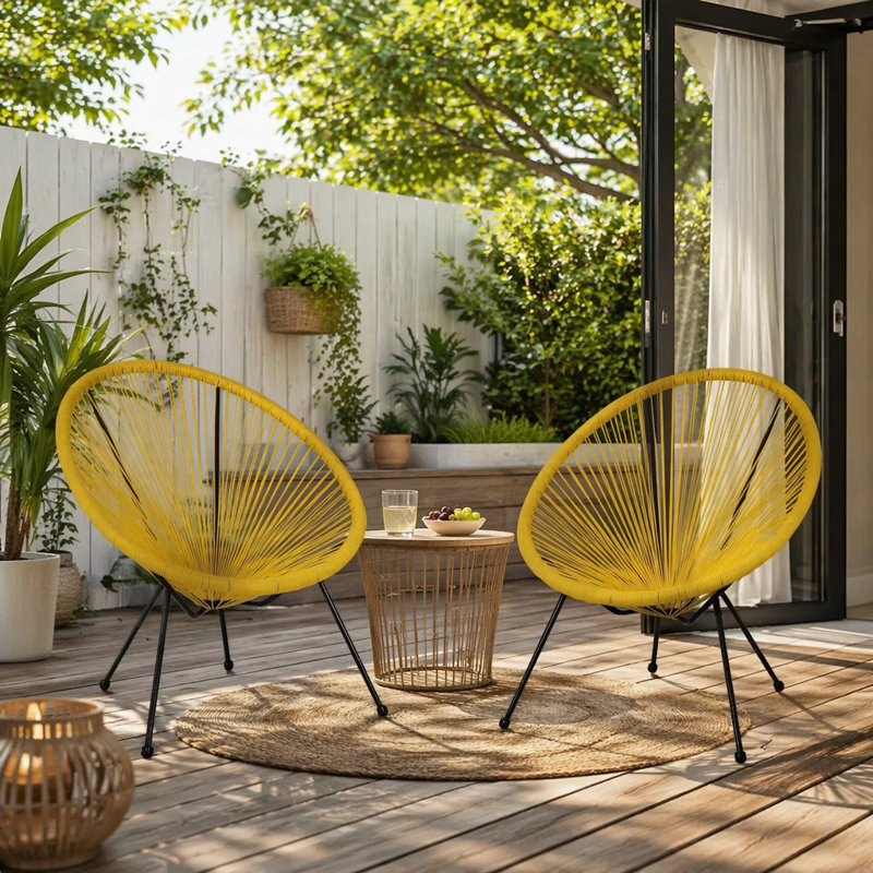Ensemble de chaise longue de patio, Jaune