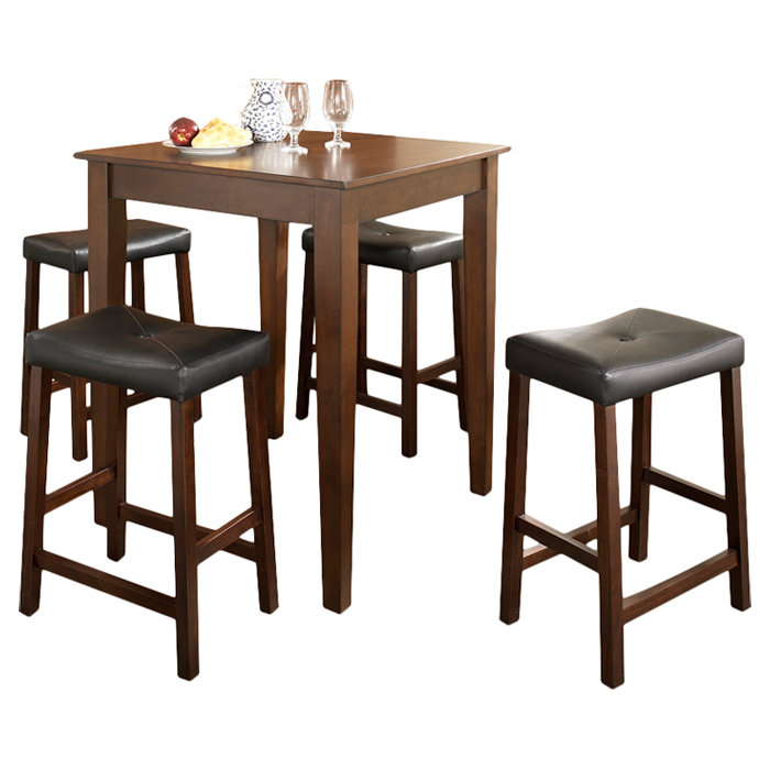 Diamondback 4 - Person Four Leg Base Dining Set, Vintage Mahogany