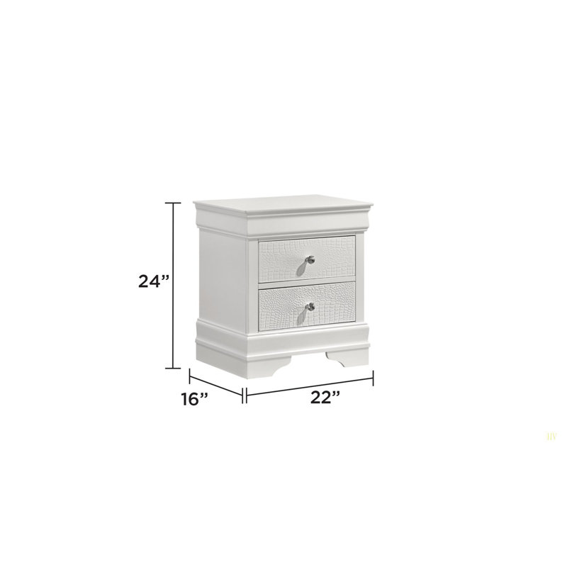 Table de chevet 2 tiroirs de style moderne en bois, Blanc