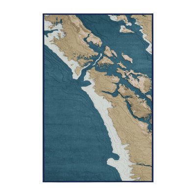 Washable Coastal Terrain Coastal Area Rug