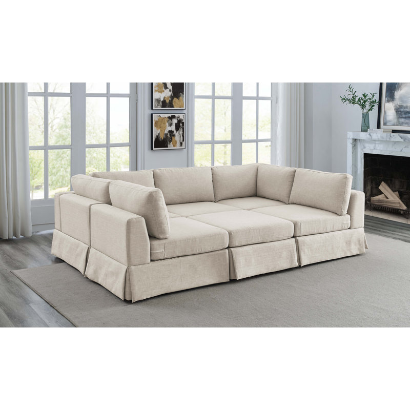 Arbas Upholstered U-Shaped Sectional Reversible, Beige