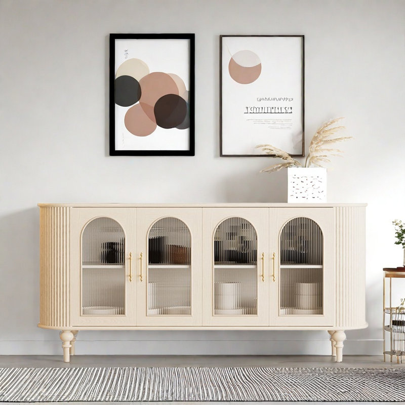 Retro Minimalist Sideboard Cabinet, Cream