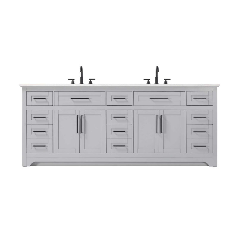 Meuble-lavabo double 84 po gris, Gris