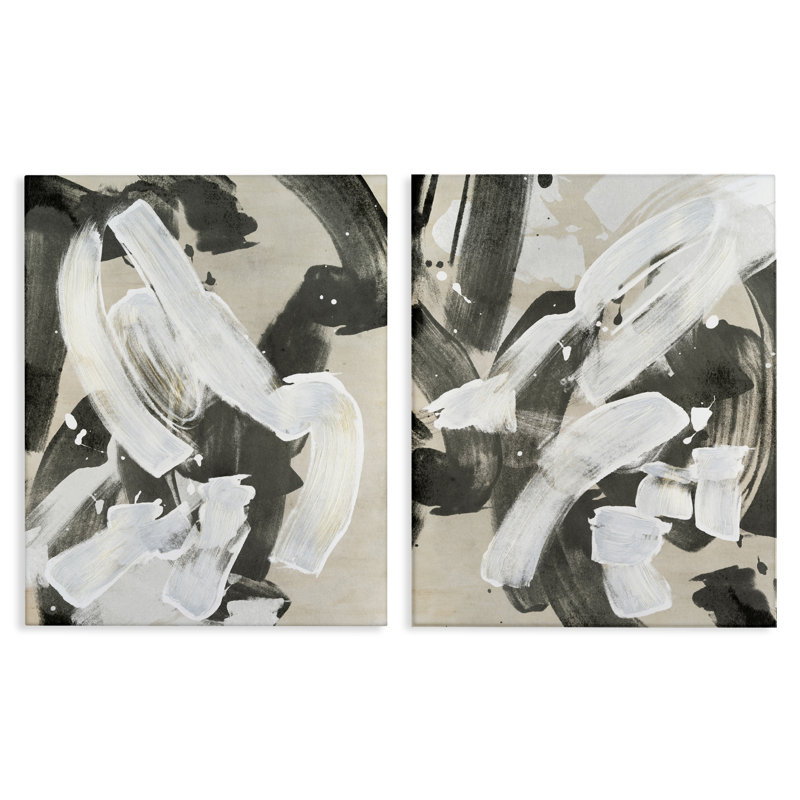  «Neutral Paint Streaks 2 PC», ensemble d'art mural par June Erica Vess, H 20 po x l 16 po