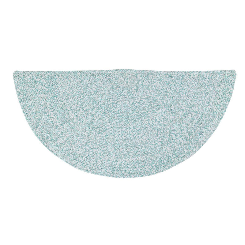 Rustica Farmhouse Handmade Braided Turquoise/White Area Rug, Half Circle 20" x 40"