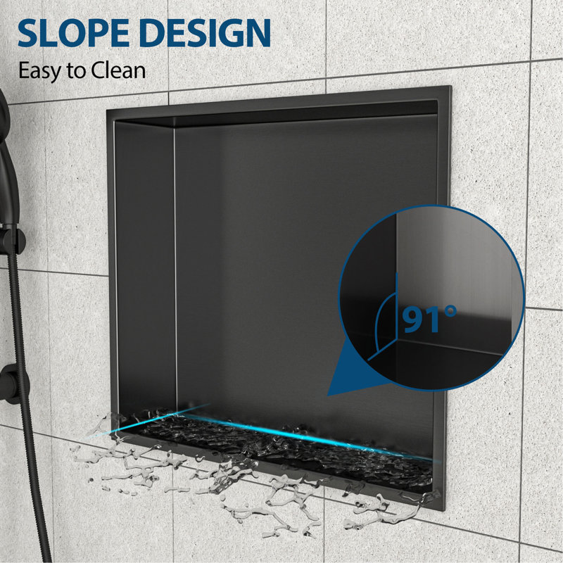 17" X 15" Stainless Steel Shower Niche, 3.94" H x 15" W x 17" D, Gunmetal Black