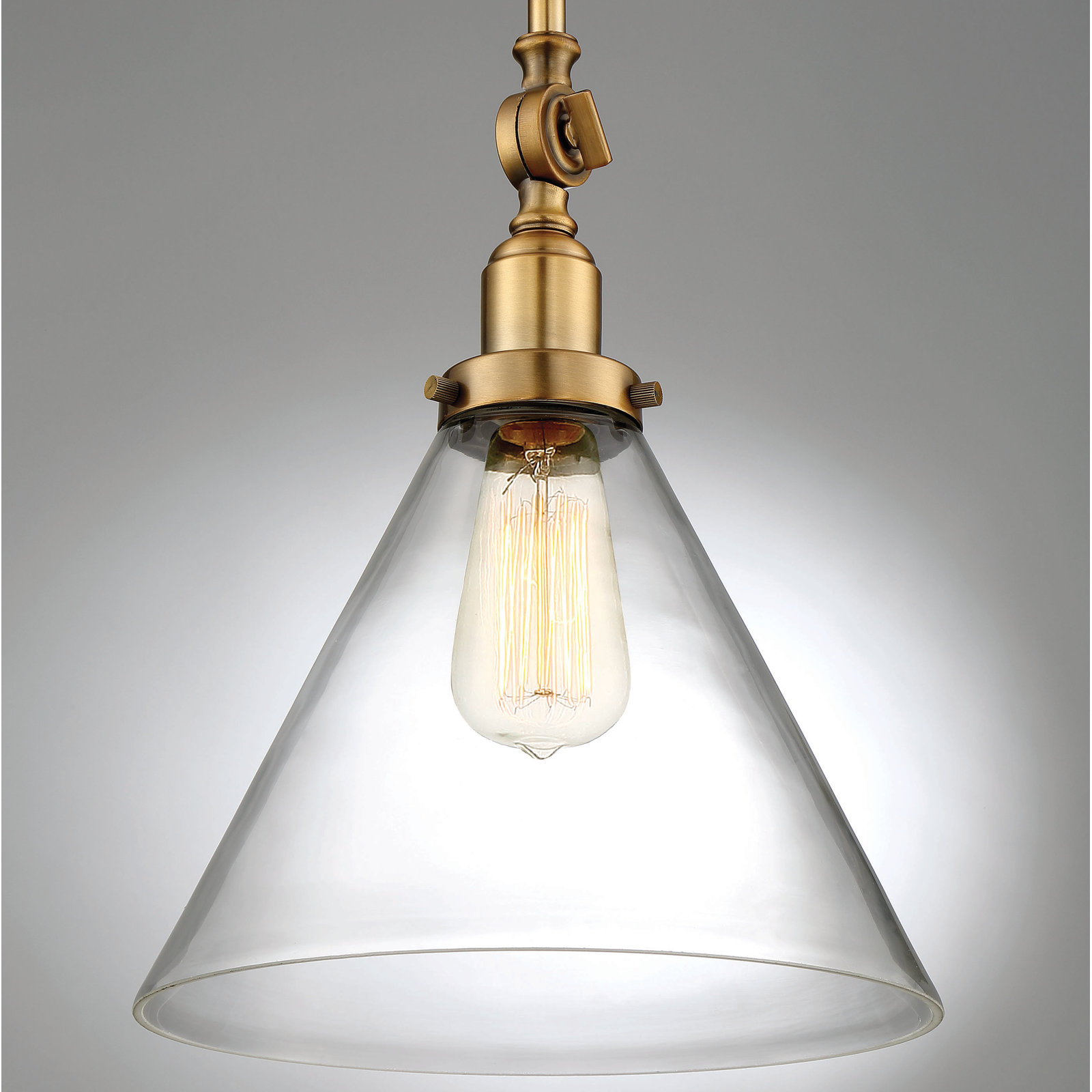 Catalina Dimmable Glass Single Light Pendant, Warm Brass