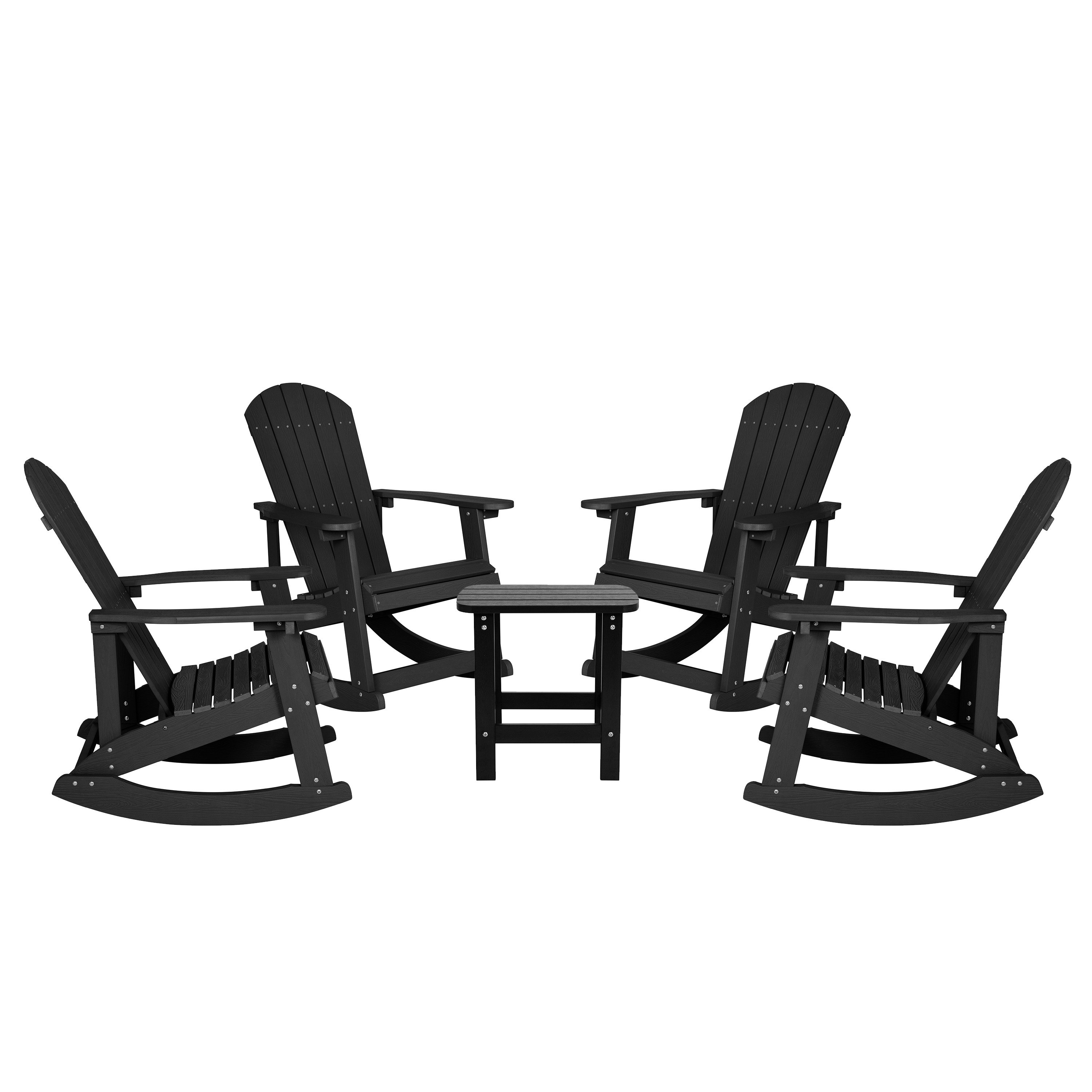 Psilvam Patio Rocking Chairs Set Of 2, Poly Lumber Porch Rocker With High  Back, 350Lbs Support Rocking Chairs For Both Outdoor A