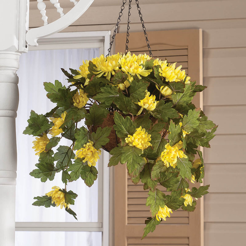 Panier suspendu pour chrysanthèmes OakRidge entièrement assemblé, Jaune
