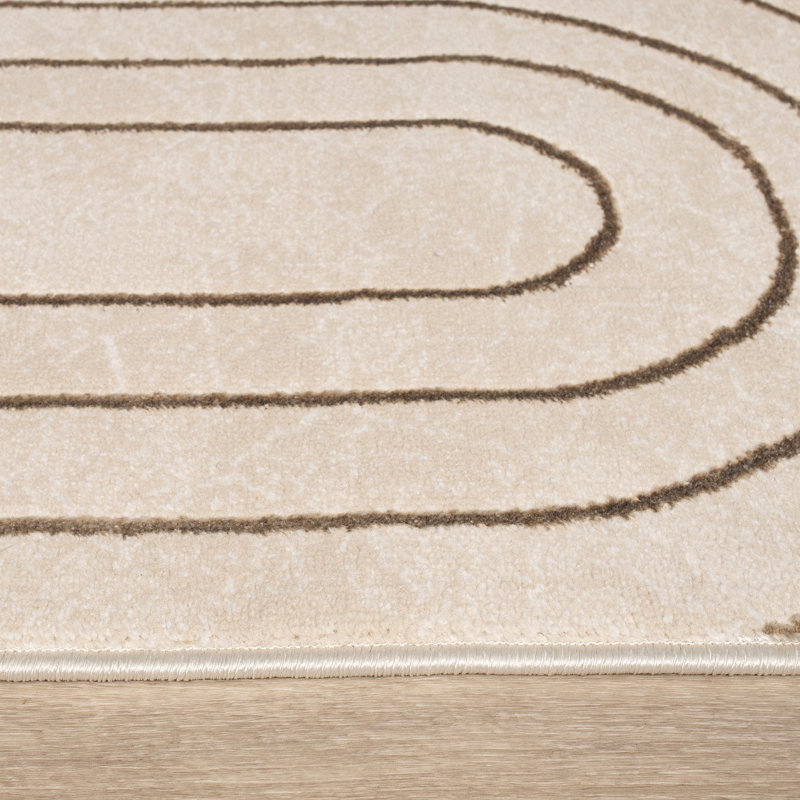 Modern Area Rug for Living Room with Boho Swirl Art Design, Rectangle 5'3" x 7'7"