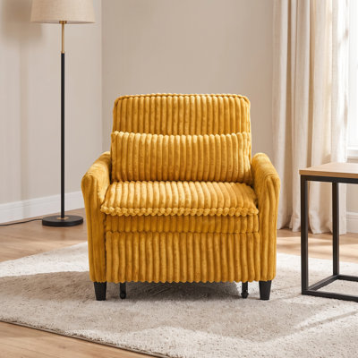 Fauteuil d'appoint moelleux en velours côtelé, canapé simple compact avec coussin décoratif, fauteuil confortable pour les petits espaces