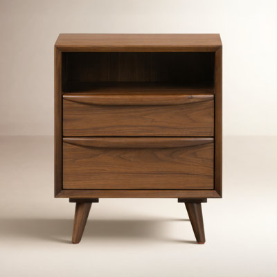 2-Drawer Walnut Nightstand